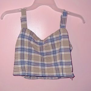 Love Tree Beige Plaid Tank Top